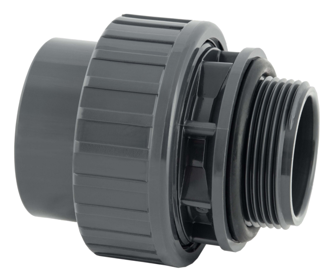 Koppeling met O-ring 63mm x 2" buitendraad 10bar - grijs